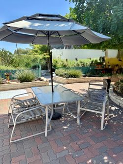 Patio Table,Chairs, Umbrella & Cushions