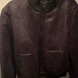 Express Leather Jacket W/ Sherpa Lining