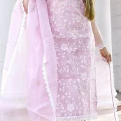 Lavender embroidered Kurta & trouser with dupatta