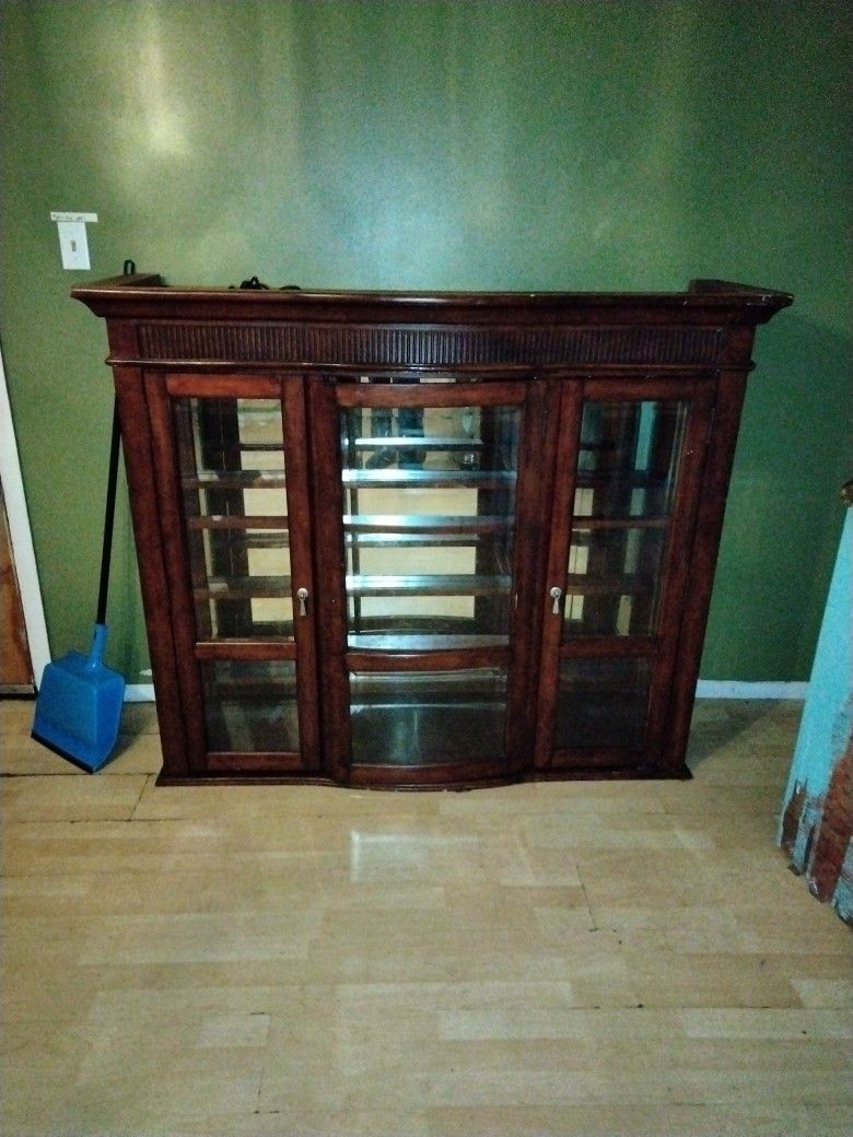 Brown Dresser Glass Shelves 