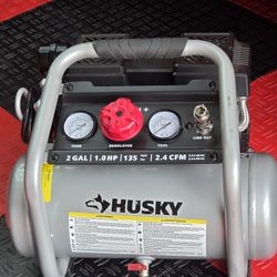 New HUSKY 2 Gal. 135 PSI Portable Electric Oil-Free Quiet Jobsite Air Compressor with Dual Pressure Gauges and 1-Quick Coupler