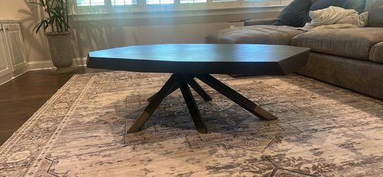 Arhaus Modern Geometric Coffee Table – Dark Wood Designer Statement Piece