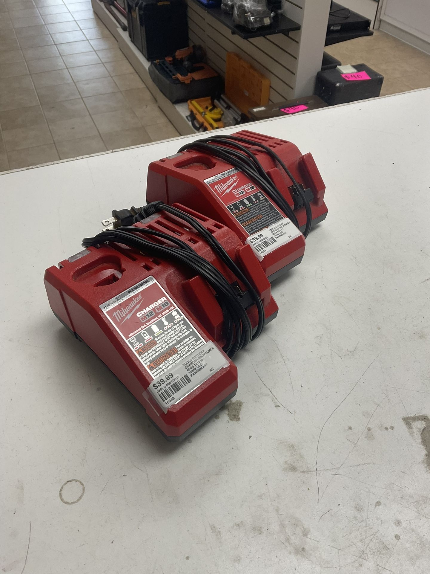 2 Milwaukee m12/18 chargers
