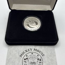 2003 Disney Mickey Mouse 75 Years Together Proof .999 1 Oz. Silver Coin