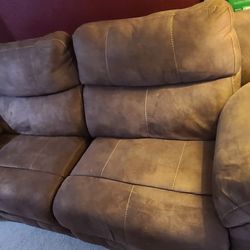 Microfiber Brown Recliner Coach 