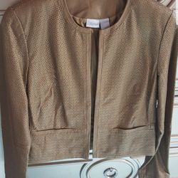 New Gold Perforated Leather Jacket Size 10