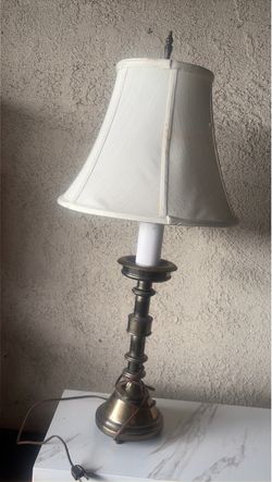 Brass Candlestick Table Lamp with Shade