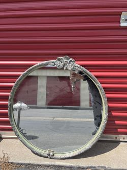 Vintage Oval Carved Wood mirror