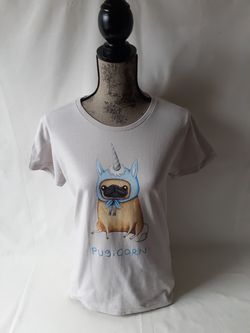 Anvil Pugicorn women's graphic short sleeve top size M