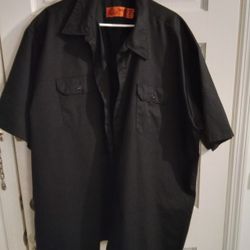 Red Kap Short Sleeve Black Button Down Shirt - Size - 4xl
