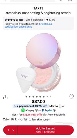 TARTE creaseless loose setting & brightening powder
