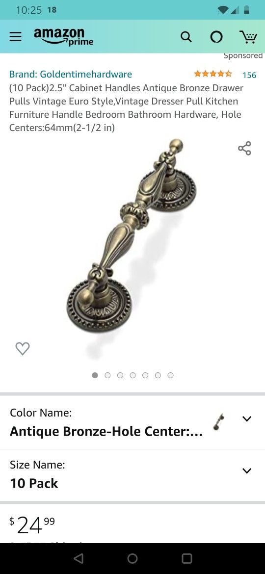 10 Pack Bronze Antique Cabinet Handles