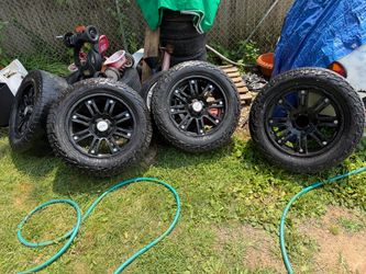 Set of 4 Black Alloy Wheels with All-Terrain Tires