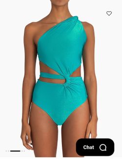 BAOBAB Luada Bluma One-Piece Swimsuit | Turquoise Shimmer Cutout Monokini