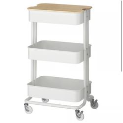 IKEA RÅSKOG / NORRÅVA Trolley with lid, white, 13 3/4x17 3/4x30 3/8 "