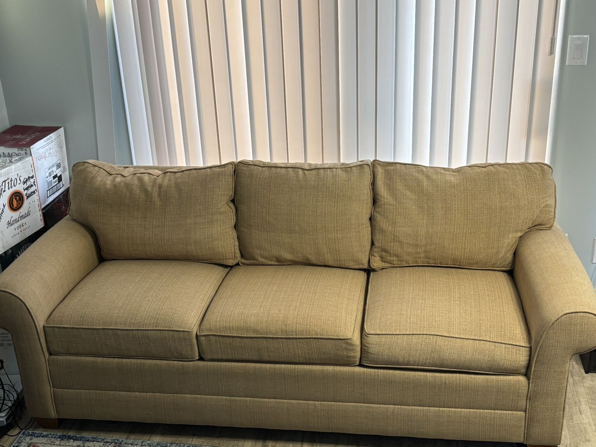 Ethan Allen Brown/Tan Couch/Sofa 