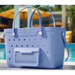 New Thirteenth Sense B-TTEVA2314 Blue EVA Perforated Front Pocket Beach Tote Bag