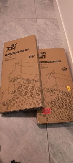 BRAND NEW IN BOX Mythinglogic Yoga Mat Storage Racks,Home Gym Storage Rack for Dumbbells Kettlebells Foam Roller With Hooks And Wheels - 2 Available