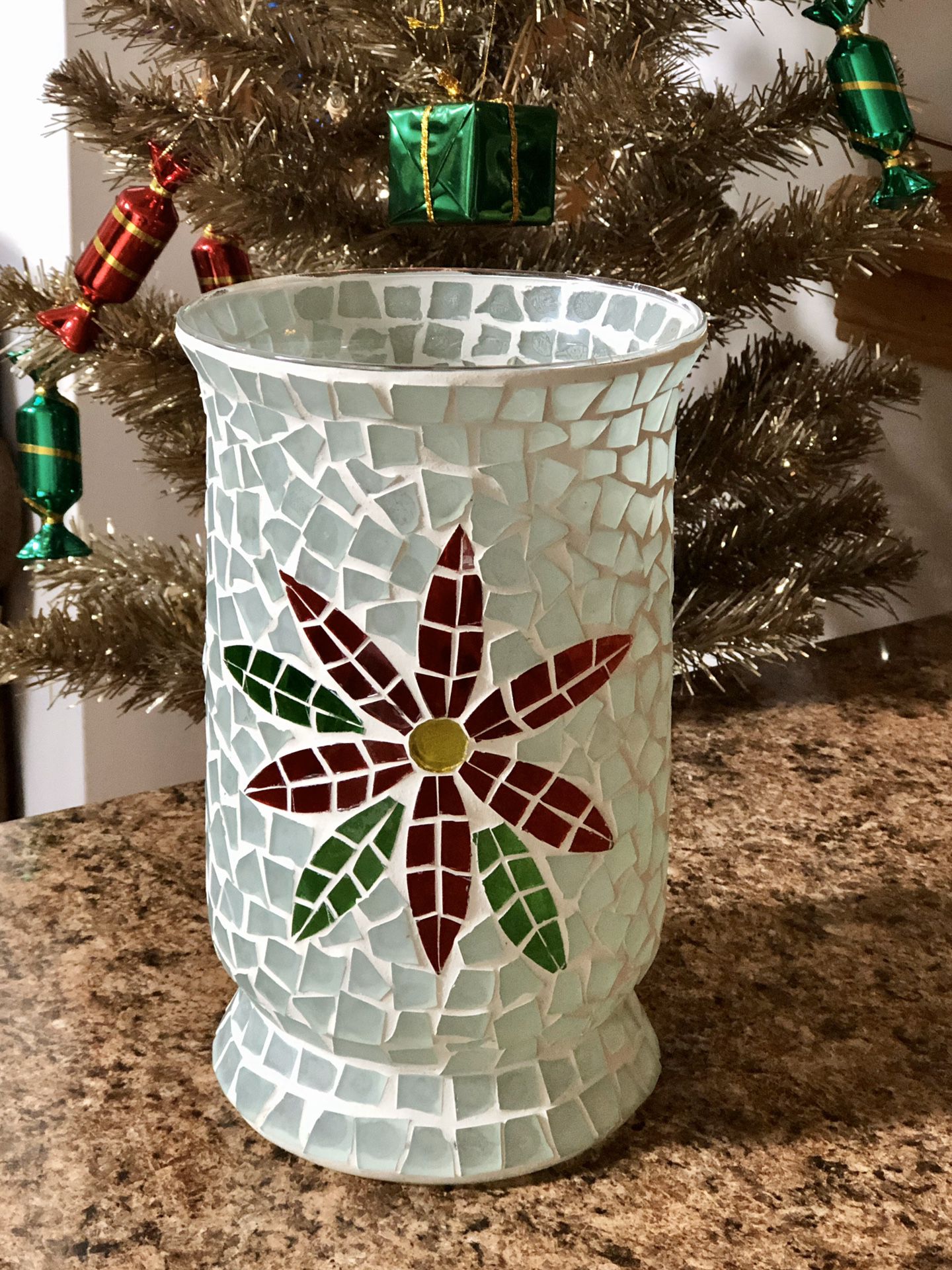 Beautiful Stained Glass Christmas Vase (2 available)