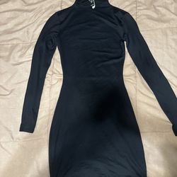 Windsor Black Long Sleeve Mock Neck Bodycon Dress S