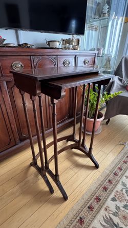 Set of 2 Vintage Wooden Side Tables – Elegant Accent Pair – $180 for Both OBO