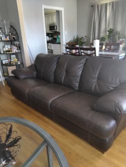 Brown Leather 3-Seat Sofa 150 obo