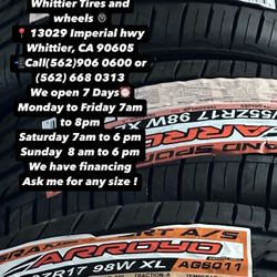 SET OF NEW TIRES, 215/55R17 ARROYO, INCLUDING MOUNTING AND BALANCING. ASK ME FOR ANY SIZE OR BRAND, LLANTAS NUEVAS
