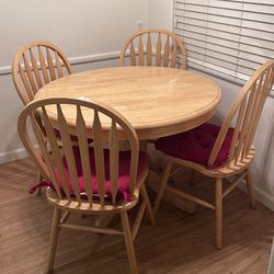 Round dining table and chairs