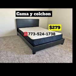 Queen Size Bed Headboard Frame Mattress And Box Spring All Included Brand New Furniture Yes We Deliver 
