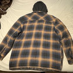 Dickies Large plaid button/zip-up jacket brown/black