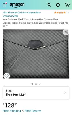 $130+tax on Amazon, monCarbone Sleek Classic Protective Carbon Fiber Laptop/Tablet Sleeve Travel Bag Water Repellent - iPad Pro 12.9" MacBook Air 11"