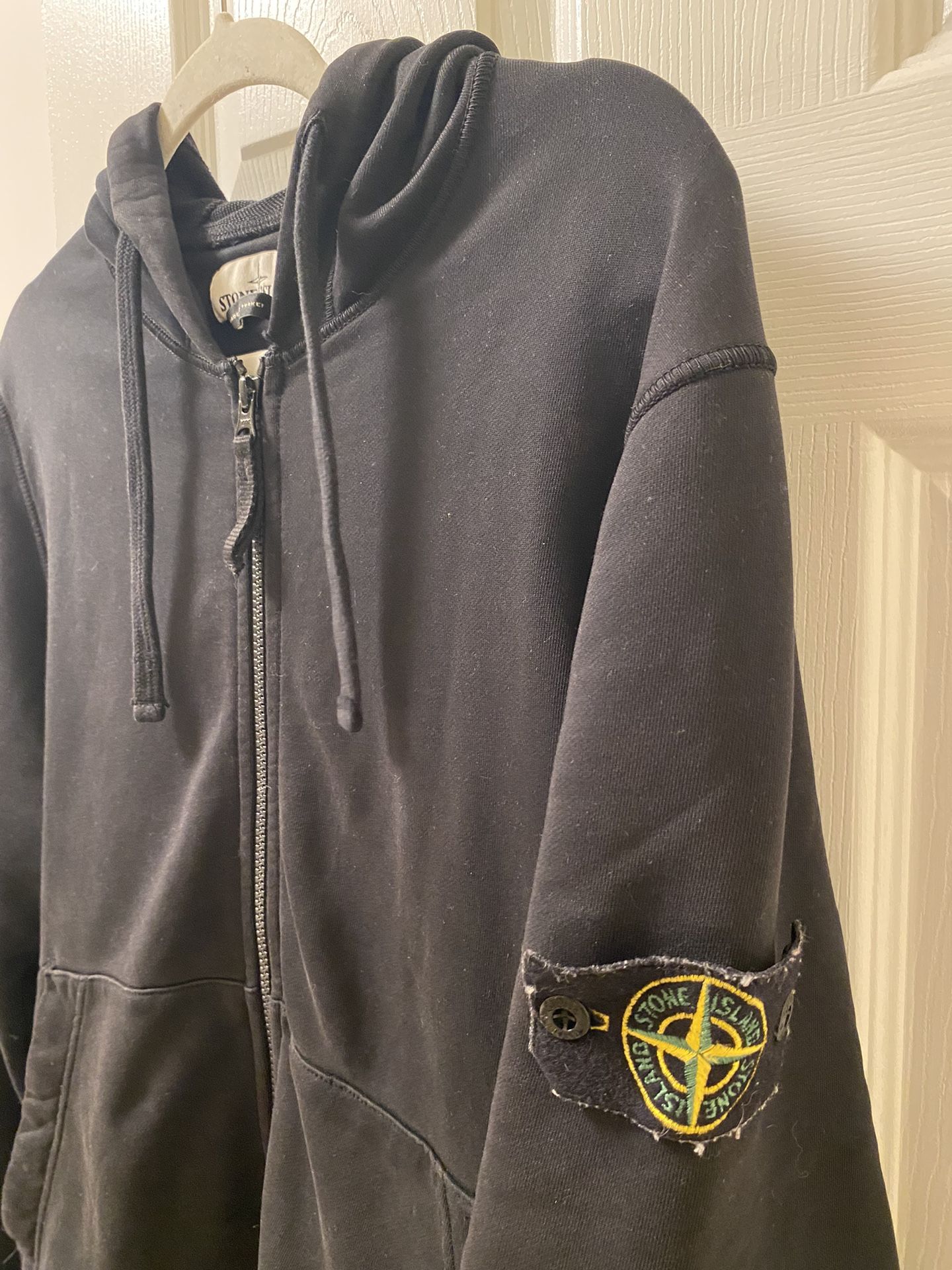 Stone Island Logo Zip Up Hoodie