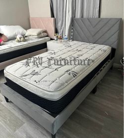 New twin bed frame with mattress