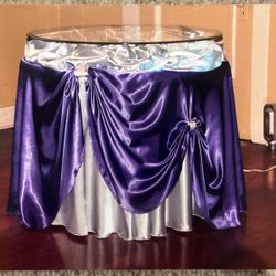 1 Round Purple Satin Tablecloth 