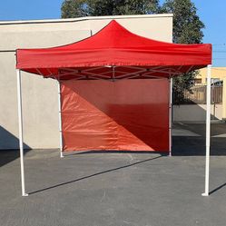 (New in box) $109 Heavy-Duty EZ Popup Canopy 10 x 10 FT with (1 Sidewall, Carry Bag) Red or Blue