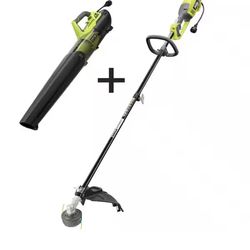 RYOBI 18 in. 10 Amp Electric Corded String Trimmer and 8 Amp Jet Fan Blower Kit