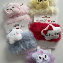 Hello Kitty, two-piece plush hair ties