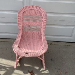 Antique, Pink, Wicker, Rocking Chair Antique, pink, wicker, rocking chair