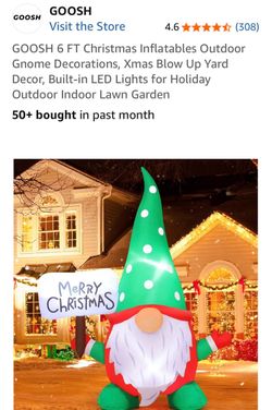 GOOSH 6 FT Inflatable Christmas Gnome Decoration