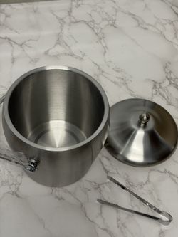 Stainless Steel Insulated Ice Bucket with Lid & Tongs