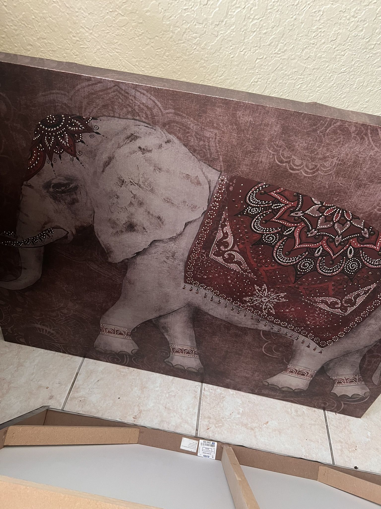 Beautiful hand, embroidered elephant, wall decor