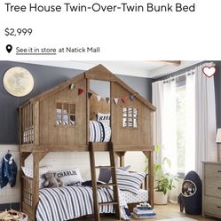 Pottery Barn Kids Tree House Twin-Over-Twin Bunk Bed  