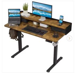 ❤️‍🔥 D） 47 in. Rectangular Brown Electric Standing Desk