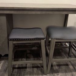 Grey Counter Height Dining With Shelves & 2 Stools $390  OBO