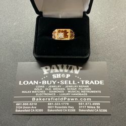 Men’s Nugget Ring / Diamond .15 Ctw. 14kg. 4.1 Dwt. ( Layaway Or Acima Leasing Options)