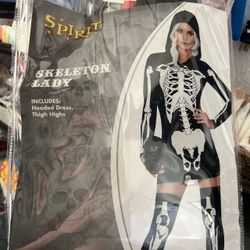 Spirit Skeleton Lady Halloween Costume missing thigh highs already worn
