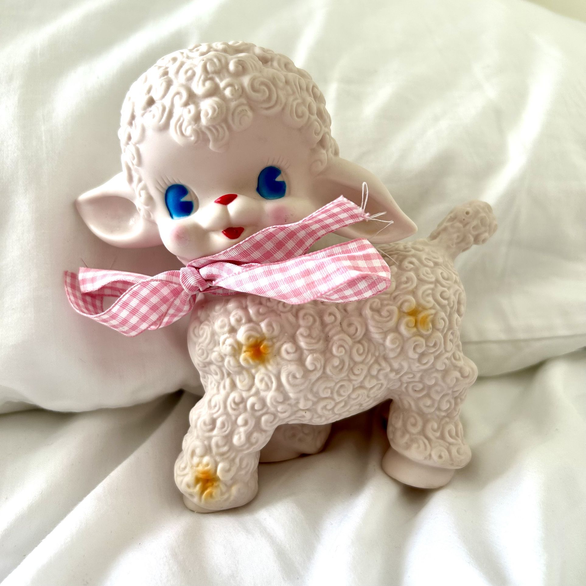 Vintage Style Rubber Lamb Cute Repro-1955 Sun Rubber Toy Decor