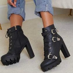 Simmi London Jodie high heel biker boots Size 10US/41EURO