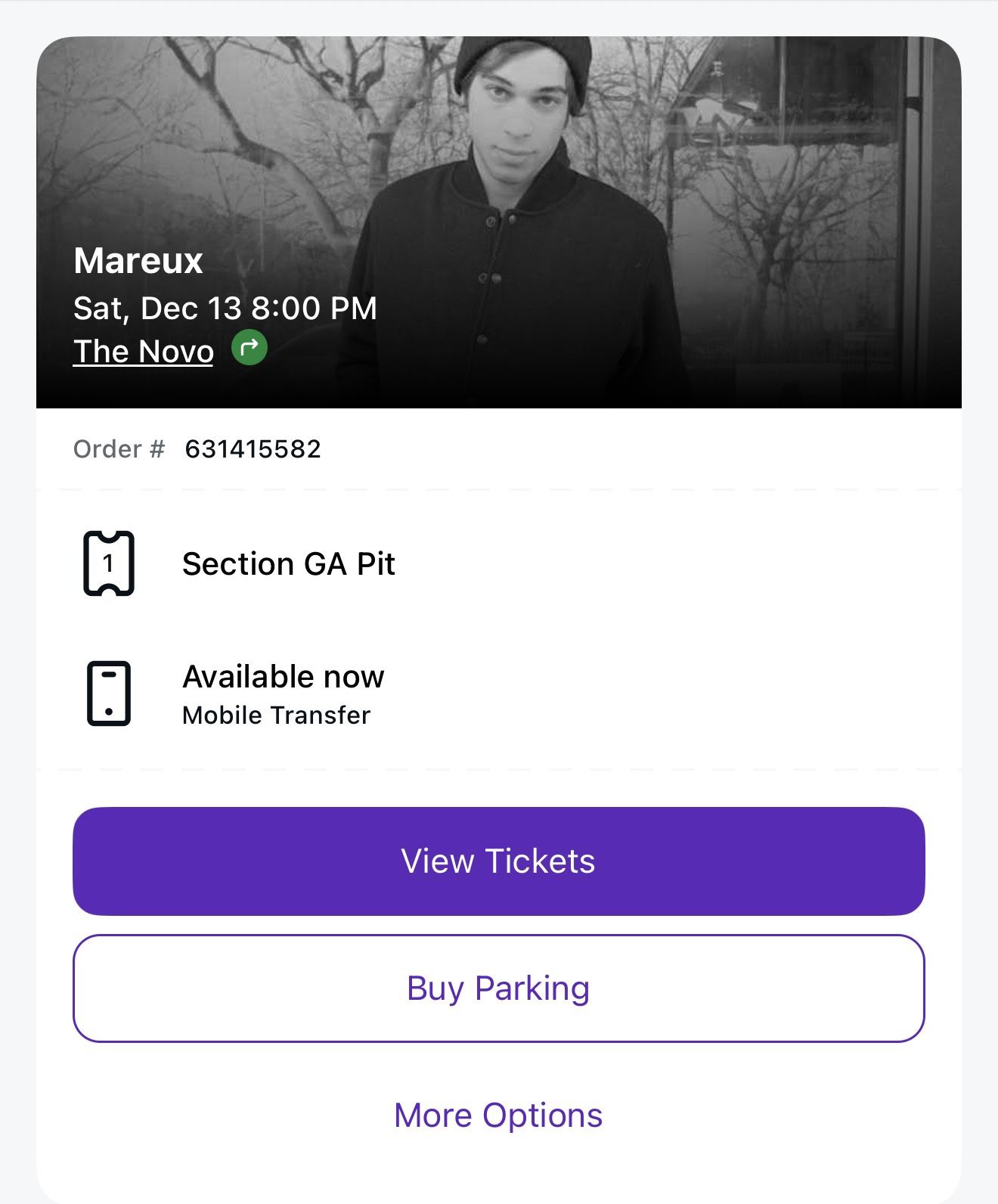 Mareux - gA Pit Ticket