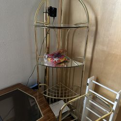 Brass And Glass Corner Shelve